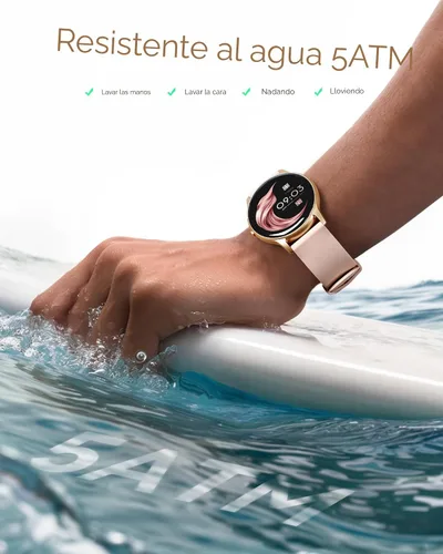 Vista 3 de AGPTEK Reloj inteligente para mujer, reloj inteligente impermeable de 5 ATM
