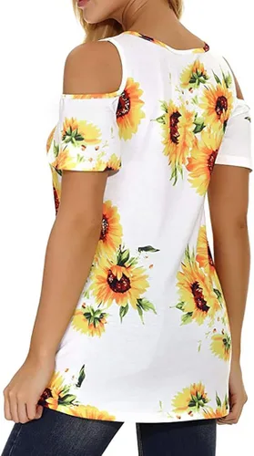 Vista 3 de Playera tipo túnica de media manga con hombro descubierto para mujer de Afibi
