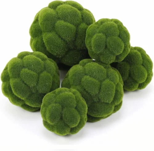 Vista 11 de Cabilock Bolas de musgo verde decorativas para rellenar cuencos, 2 piezas de centro de mesa artificiales, bolas topiarias, grandes y pequeñas, rocas