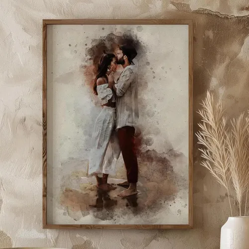 Vista 3 de Noni Retrato de pareja de acuarela personalizado de la foto, foto personalizada para pintar arte de pared, lienzo personalizado para pareja, regalo
