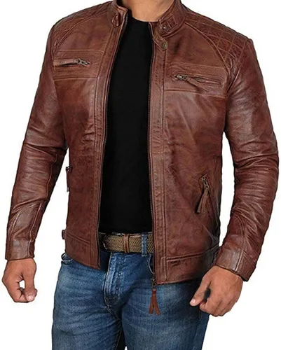 Vista 3 de RDEGOOCHA Chaqueta de cuero para motocicleta, para hombre, otoño, invierno, cuello alto, cremallera, chaqueta de manga larga, chaqueta de apuestas