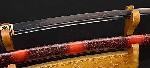 Vista 5 de Espada japonesa Samurai Katana GLW, espada de arcilla de acero plegado original, hoja templada afilada de 41 pulgadas