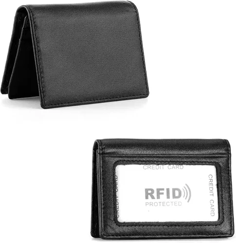Vista 7 de HAWEE - Cartera de bolsillo frontal para hombre, cuero auténtico RFID