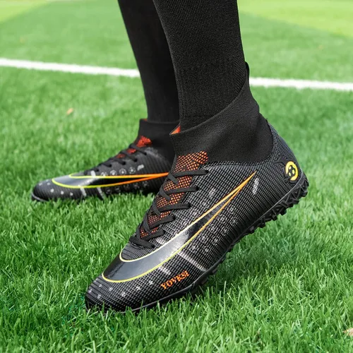 Vista 5 de Botas de fútbol para hombre Turf Hightop TF zapatos de fútbol profesionales para interiores y exteriores