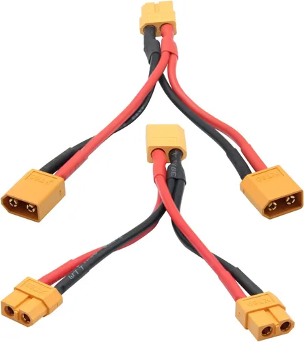 Vista 4 de Cable corto del conector de batería paralelo XT60 3.9", enchufe del adaptador del divisor en Y