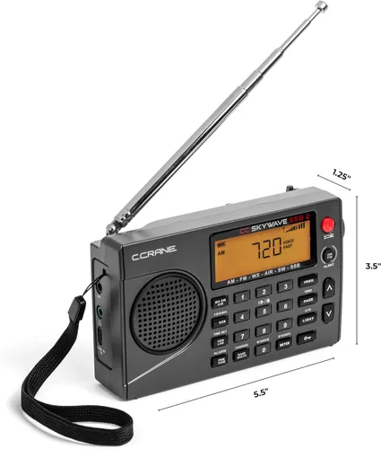 Vista 5 de C. Crane CC Skywave SSB 2 AM, FM, onda corta, NOAA Weather + Alert, banda de aviación VHF escaneable y bandas laterales únicas Radio portátil