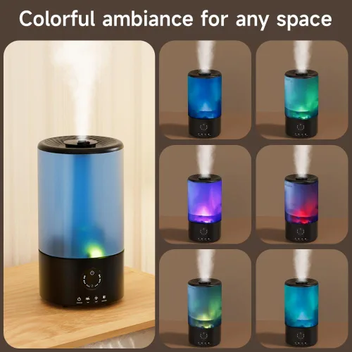 Vista 2 de Humidificadores para dormitorio, humidificador ultrasónico silencioso de niebla fría de 3.2L con boquilla de 360°, tiempo de funcionamiento de 18