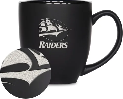 Vista 287 de Rico Industries - Taza de cerámica mate negra con grabado láser estándar de 15oz para NCAA (escuelas T & U) - Para bebidas calientes o frías