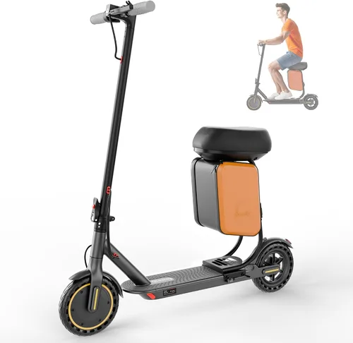 Vista 11 de Qlaway Patinete eléctrico para adultos, motor de 350 W/500 W, rango de 16 a 22 millas, neumáticos sólidos de 8.5 pulgadas/10 pulgadas, freno y Negro