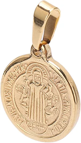 Vista 3 de Saint Benedict Pendant, Pendant Elegant Stainless Steel Double Sided Relief Pend Saint Benedict Medal and Information Card Craftsmanship