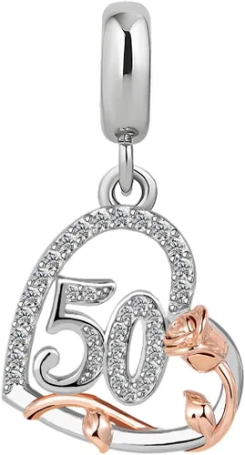 Vista 2 de KunBead Abalorios colgantes de corazón rosa de cumpleaños de 12, 13, 16, 18, 21, 30, 40, 50, 60, 70, compatible con pulsera Pandora, collar