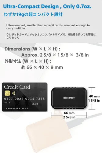 Vista 3 de Nextorage Japón 2TB USB3.2 Gen2 SSD Poratable NX-P2SE sereis Tipo-C Compacto y Rápido Velocidad (lectura máxima 1000MB/s)