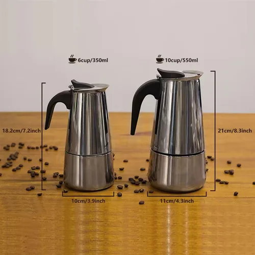 Vista 3 de elabo Máquina de café expreso y olla Moka para estufa de gas o cerámica eléctrica, cafetera italiana para espresso italiano, capuchino y café