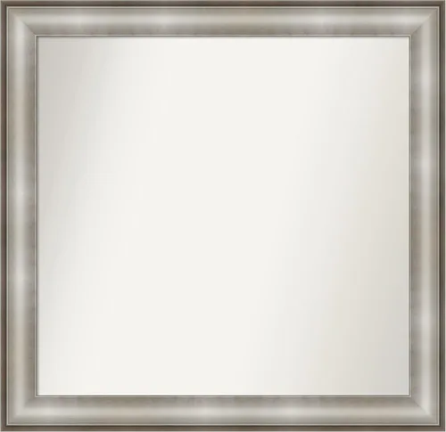 Vista 365 de Amanti Art Espejo de baño plateado para sobre el fregadero, 28 x 37 pulgadas, elegante espejo rectangular de peltre cepillado, marco de madera