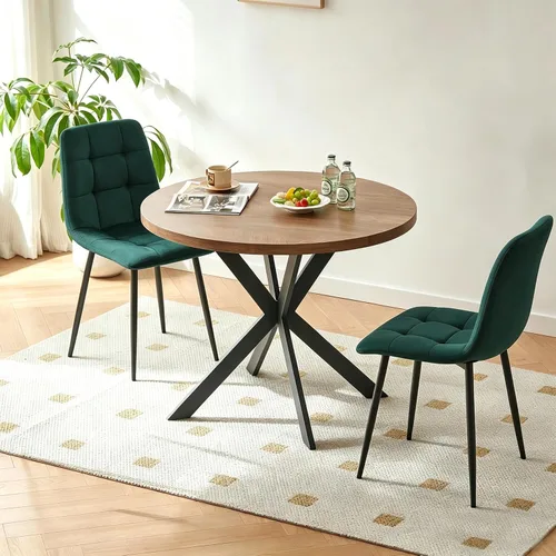 Vista 34 de Homedot Juego de mesa de comedor para 2, mesa de cocina de 3 piezas, juego de sillas de comedor redondas y negras para espacios pequeños, juego
