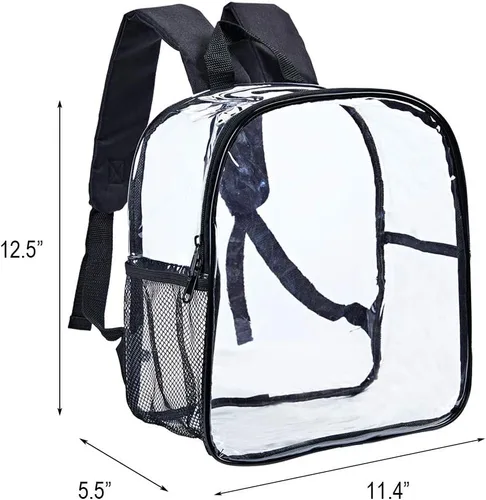 Vista 3 de Mini mochila transparente aprobada para estadios mochila transparente resistente para conciertos viajes de seguridad y estadio Negro 126-Mini