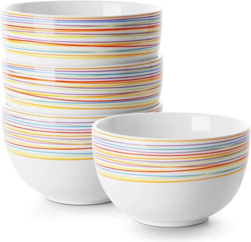 Vista 7 de DOWAN Tazones de sopa y cuencos de cereales de 5.8 pulgadas de profundidad, juego de 4 cuencos grandes de 30 onzas para cocina, cuencos de cerámica