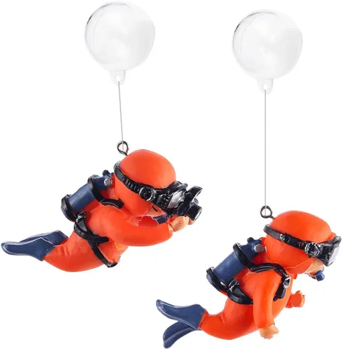 Vista 10 de Paquete de 2 decoraciones de pecera, lindos adornos de acuario de buceador, juguete de decoración con divertido dispositivo flotante, accesorios