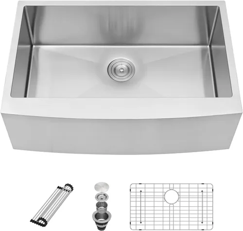 Vista 11 de Sarlai Fregadero negro de granja – Fregadero de cocina frontal con delantal de 30 pulgadas x 22 pulgadas, fregadero de cocina estilo casa de campo