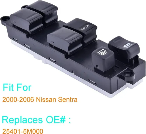 Vista 2 de Botón de interruptor maestro de control de ventana eléctrica del lado del conductor delantero izquierdo Compatible con Nissan Sentra 2000 2001 2002