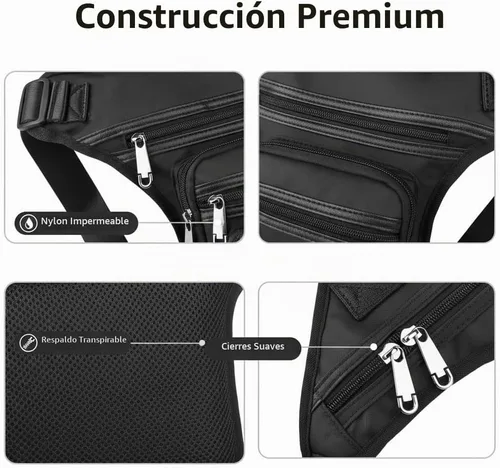 Vista 5 de Bolsa impermeable de pierna caída, bolsa de muslos con múltiples bolsillos Negro
