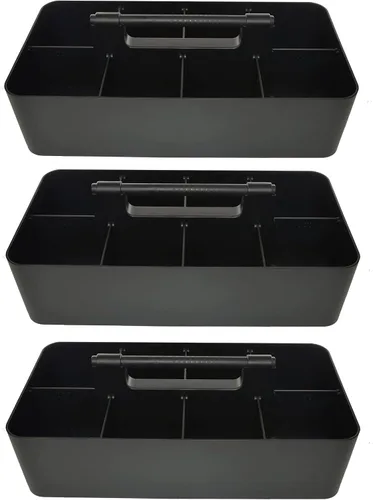 Vista 2 de Cesta grande portátil, divisores DIY, 8 compartimentos, organizador para suministros escolares, de oficina, para el hogar y negocios, cesta portátil