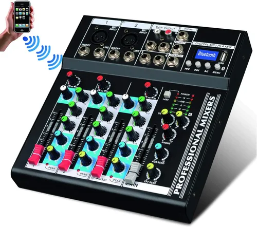 Vista 2 de Boytone. Mezclador de audio profesional Placa de sonido Sistema de consola Interfaz de 4 canales USB digital Bluetooth Digital MP3 Entrada