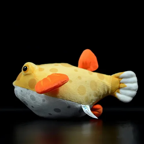 Vista 2 de FRANKIEZHOU Lindo juguete de peluche de pez globo, animal de peluche de pez, juguete de peluche, regalos para niños, peces de 7 pulgadas, amarillo
