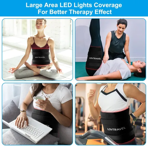 Vista 5 de LOVTRAVEL 210pcs LED 635nm terapia de luz roja 850nm dispositivo de terapia de luz infrarroja cercana cinturón grande Lipo Wrap Mat Pad para cuerpo