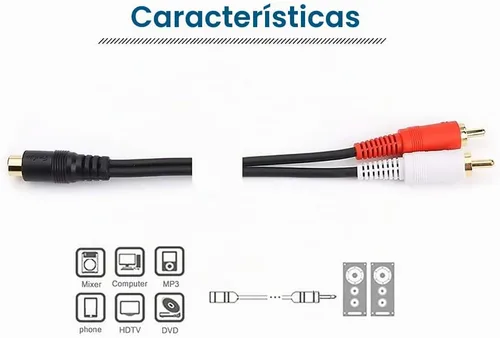 Vista 4 de JSJ Cable divisor RCA hembra a 2 machos, adaptador OFC Y chapado en oro de 8 pulgadas