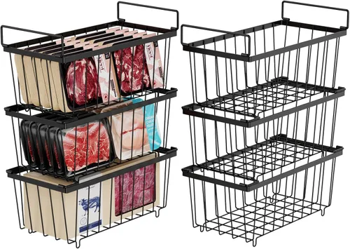 Vista 11 de iSPECLE Contenedores Organizadores para Congelador de Cofre - Paquete de 4 Contenedores Organizadores Pequeños Apilables para Congelador Pequeño