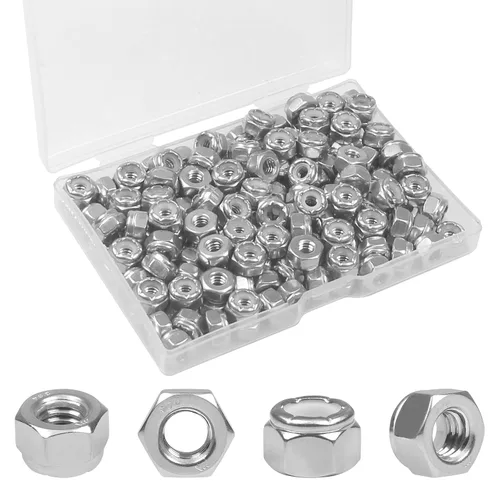 Vista 10 de 110 tuercas hexagonales de nailon de 1/4 "-20, acero inoxidable 304