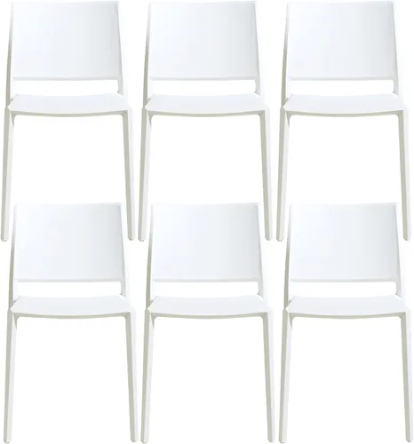 Vista 15 de LESHI Silla de comedor moderna apilable de plástico con respaldo sin brazos para comedor, sala de estar, jardín, patio, balcón, escritorio