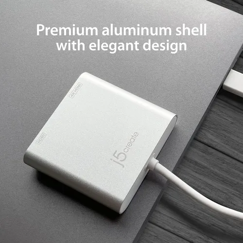 Vista 4 de j5create Adaptador USB a HDMI – Cable dual HDMI USB 3.0 para varios monitores 4K + 1080p Compatible con Windows y macOS (JUA365)