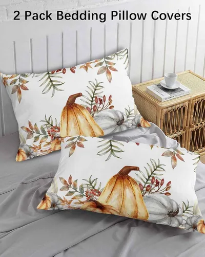 Vista 3 de Fundas de almohada de Acción de Gracias, tamaño Queen, 2 paquetes de fundas de almohada suaves para sofá, sofá de cuerpo largo, funda de cojín