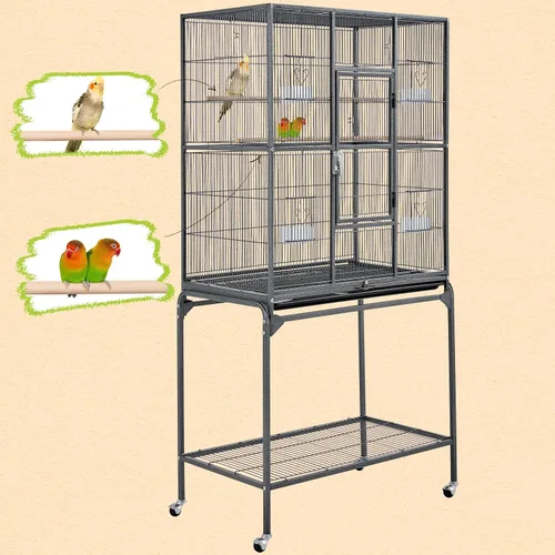 Vista 6 de Yaheetech Jaula grande de hierro forjado de 63 pulgadas para pájaros africanos pequeños cuáqueros de Amazon Loros canarios jaula de vuelo