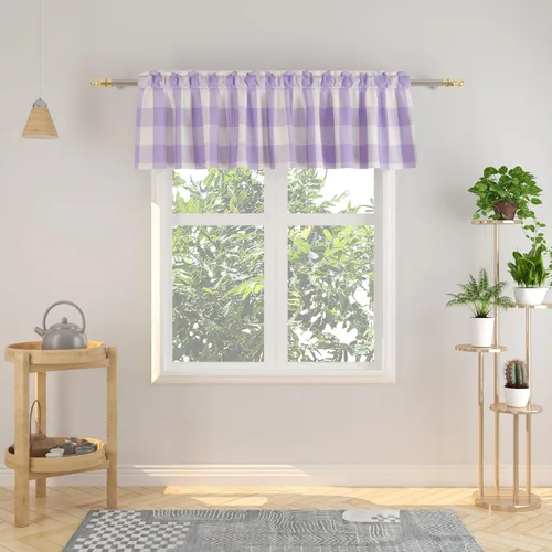 Vista 154 de Cenefas de cortina para ventana de 16 pulgadas de largo, 2 paneles de cuadros búfalo, cortinas pequeñas con bolsillo para barra, estilo clásico