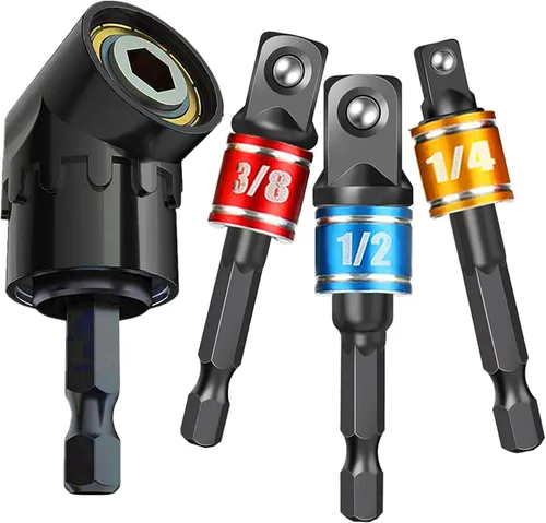 Vista 9 de CIGOTU Juego de extensión de adaptador de enchufe, 1/4, 3/8, vástago hexagonal de 1/2 pulgada, grado de impacto, convertidor de taladro eléctrico a