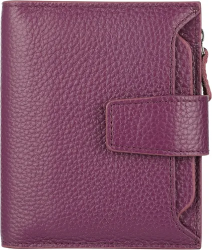 Vista 41 de Lavemi Pequeña cartera compacta para mujer, con bloqueo RFID, de piel auténtica, plegable, con ventanas de identificación