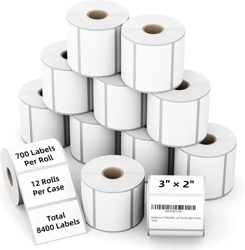 Vista 15 de Rollos de etiquetas de código de barras térmicas directas de 2 x 1 pulgadas a prueba de 3 pruebas para Zebra LP2824 ZD411 ZD410 ZD421 ZD420 GK420D