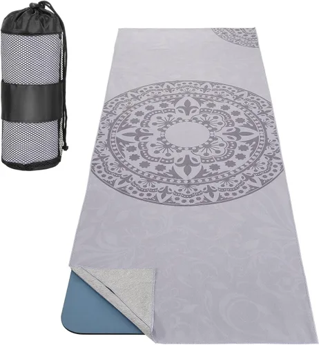 Vista 8 de MoKo Toalla de Yoga, Toalla de Yoga Caliente Antideslizante con Patrón de Estampado en Manta Rápido de Secado con Bolsillo en la Esquina