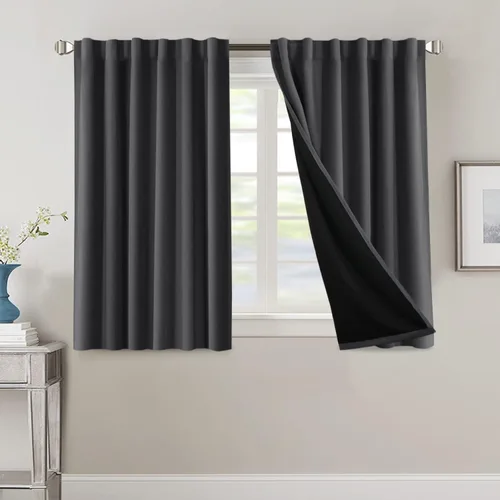 Vista 93 de H.VERSAILTEX Cortinas 100% opacas para dormitorio con forro negro, cortinas de oscurecimiento de habitación completa, con aislamiento térmico