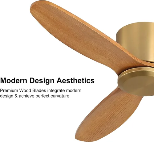 Vista 6 de WINGBO Ventilador de techo empotrado de madera sin luz
