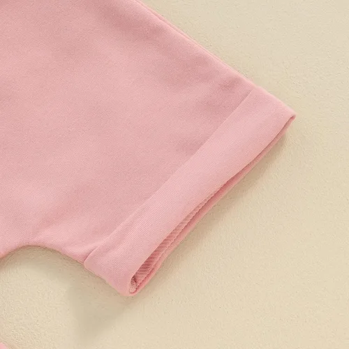 Vista 5 de CREAIRY Conjunto de camiseta de manga corta para niña recién nacida, camiseta de manga corta, pantalones cortos, conjunto de sudadera para niños