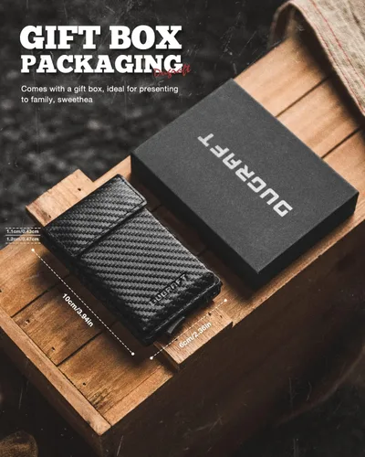 Vista 6 de DUGRAFT Cartera con tarjetero con bolsillo de seguridad de gran capacidad, para hombre, moderna, delgada, de metal, de aluminio, para más de 10