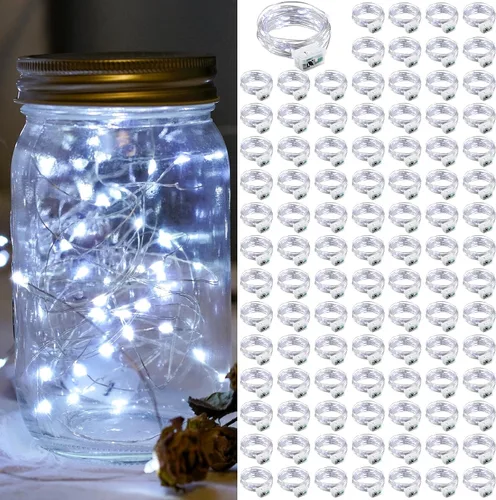 Vista 47 de Paquete de 6 luces de hadas a pilas con temporizador remoto, 8 modos de iluminación, 7 pies, 20 luces LED impermeables para Halloween, Navidad