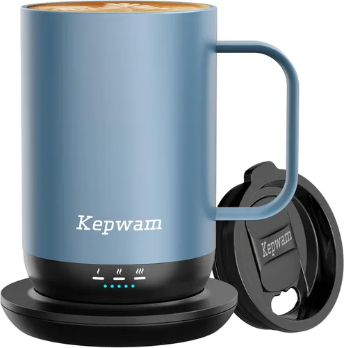 Vista 13 de Kepwam Taza de Café Autocalentante T1, Taza de Café Recargable Calentada de 16oz, Taza de Café Inteligente con Calentamiento Controlado por