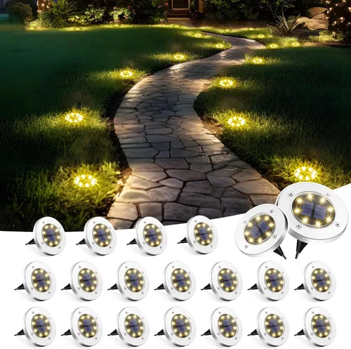Vista 8 de SOLPEX Luces solares impermeables para exteriores, paquete de 8 luces solares para suelo, luces solares de jardín, iluminación de paisaje