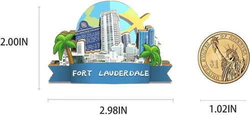 Vista 3 de Imán de madera para nevera de Fort Lauderdale de Estados Unidos, monumentos 3D, recuerdos coleccionables, decoración hecha a mano 2