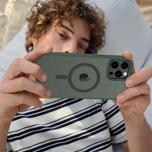 Vista 41 de Anuck - Funda magnética para iPhone 11 compatible con MagSafe, carcasa trasera mate translúcida dura, borde de TPU, delgada, resistente a impactos